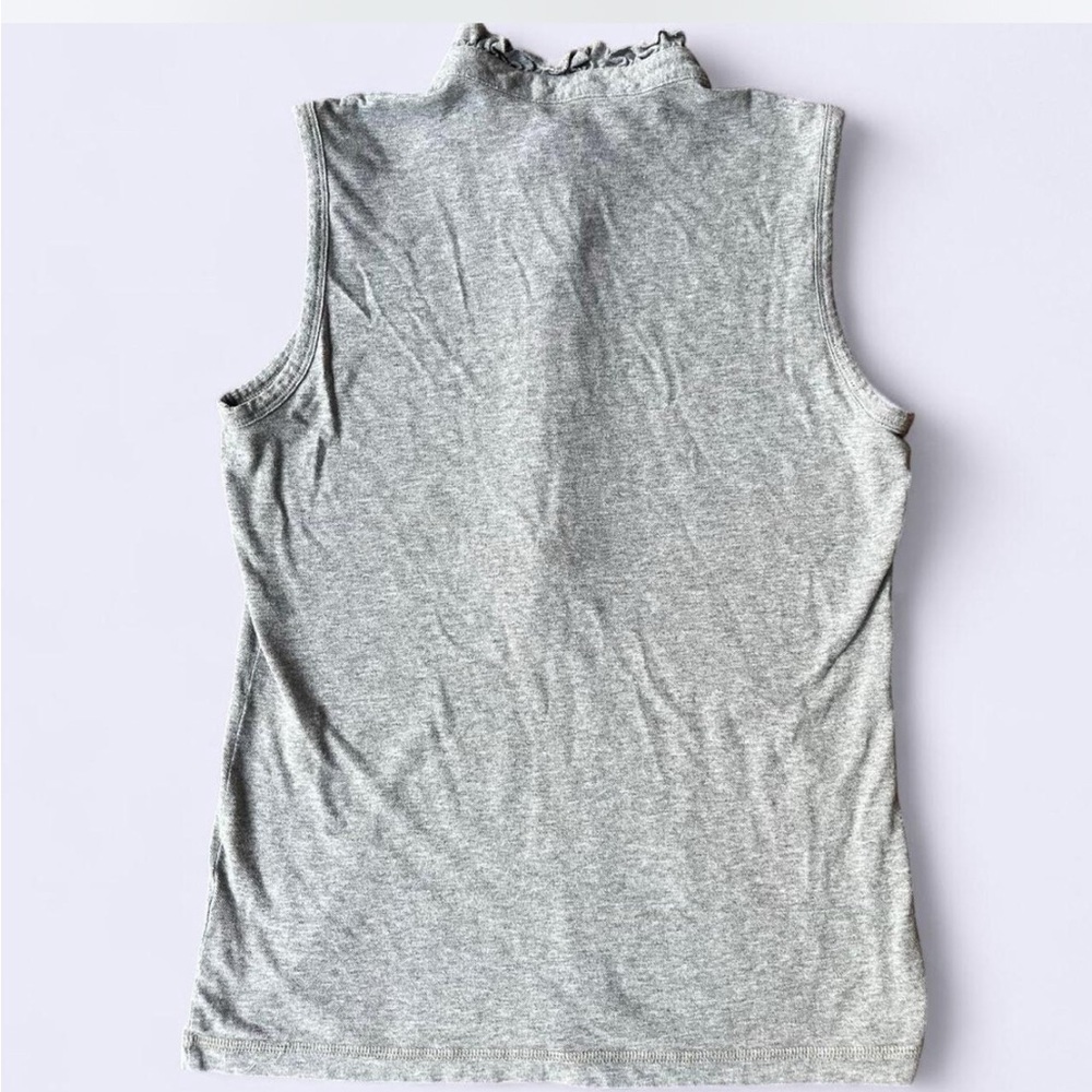 Tory Burch Lidia Grey Sleeveless Ruffle Top - Picture 2 of 3